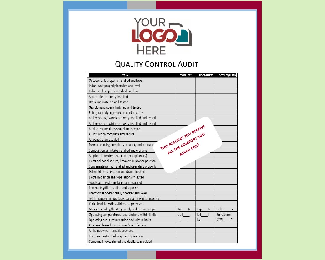 Quality Control Audit Sample Page